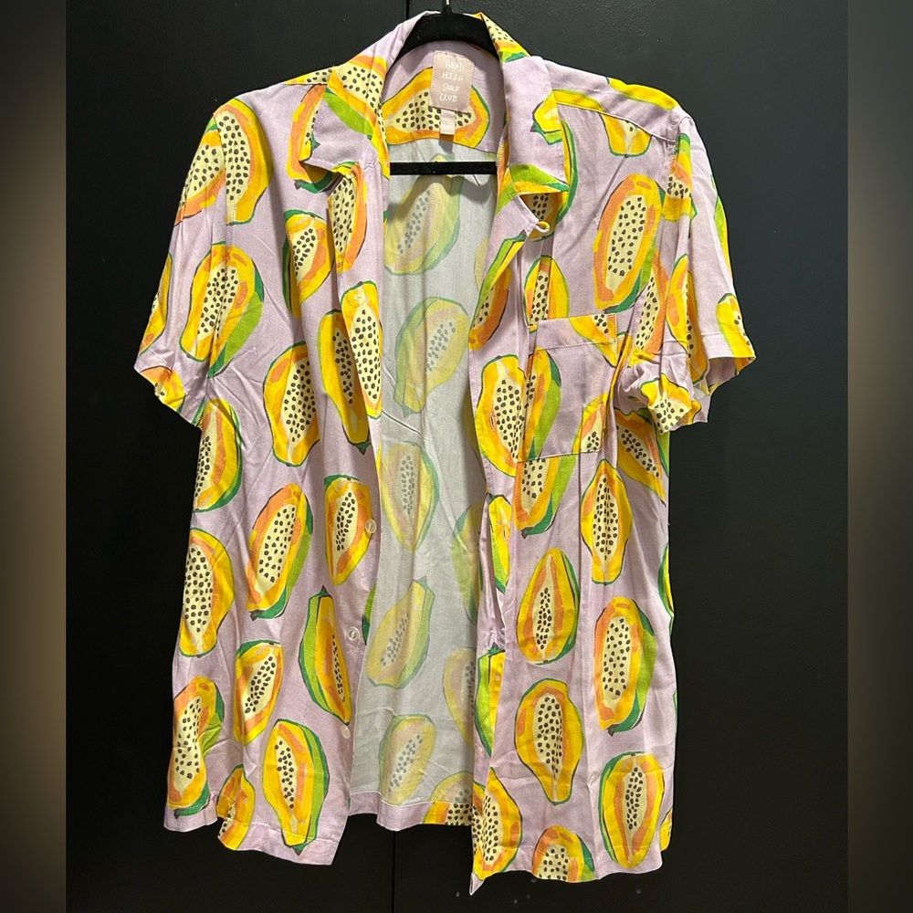 Head High Surf Club Men's Papaya Print Shirt
